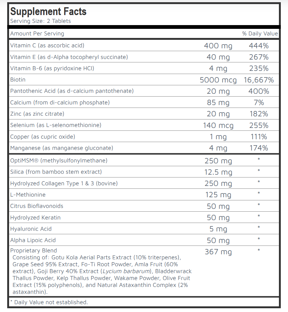 Biotin 5000mcg- Tablets -Hair, Skin & Nails - Special Formulations - Image 2
