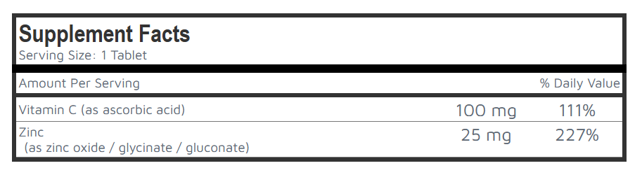 Zinc 25mg with Vitamin C Dissolving- Minerals - Tablets - Image 2