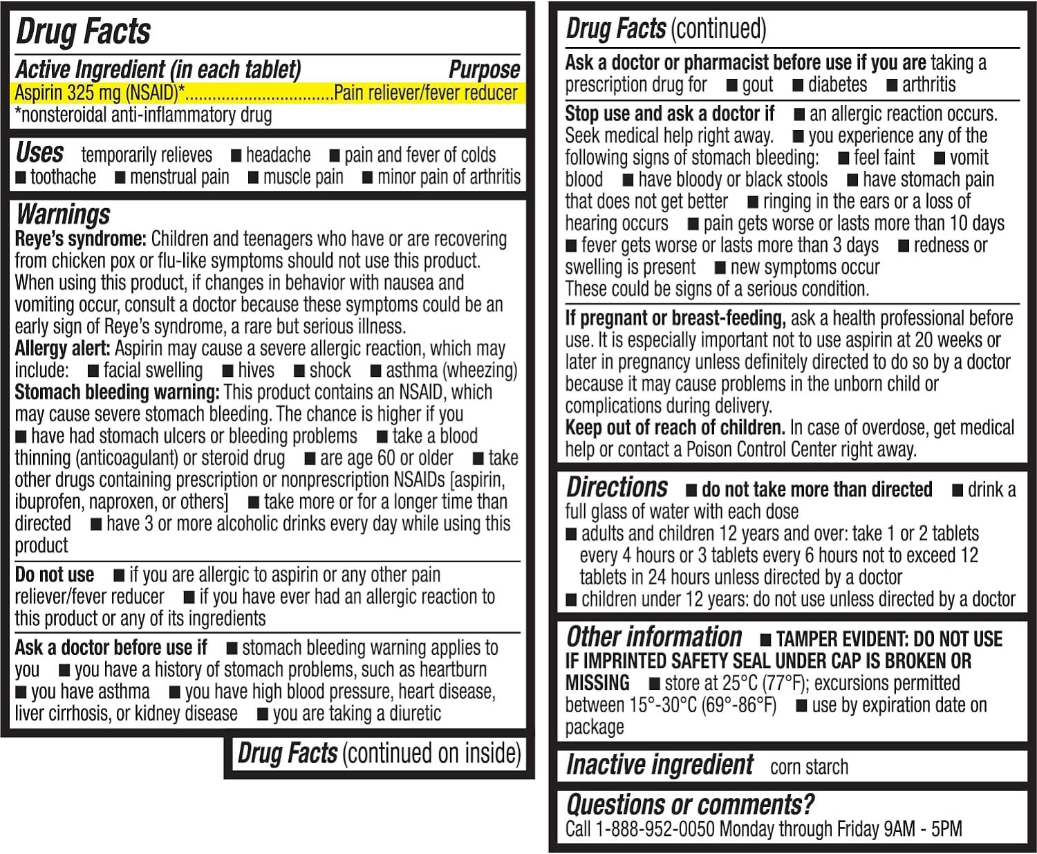 Aspirin 325mg - Tablets - Original Strength - Pain Reliever and Fever Reducer - Image 2