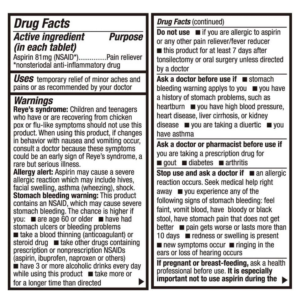 Aspirin Low Dose 81 mg, Chewable Tablets, Orange Flavor - Image 2