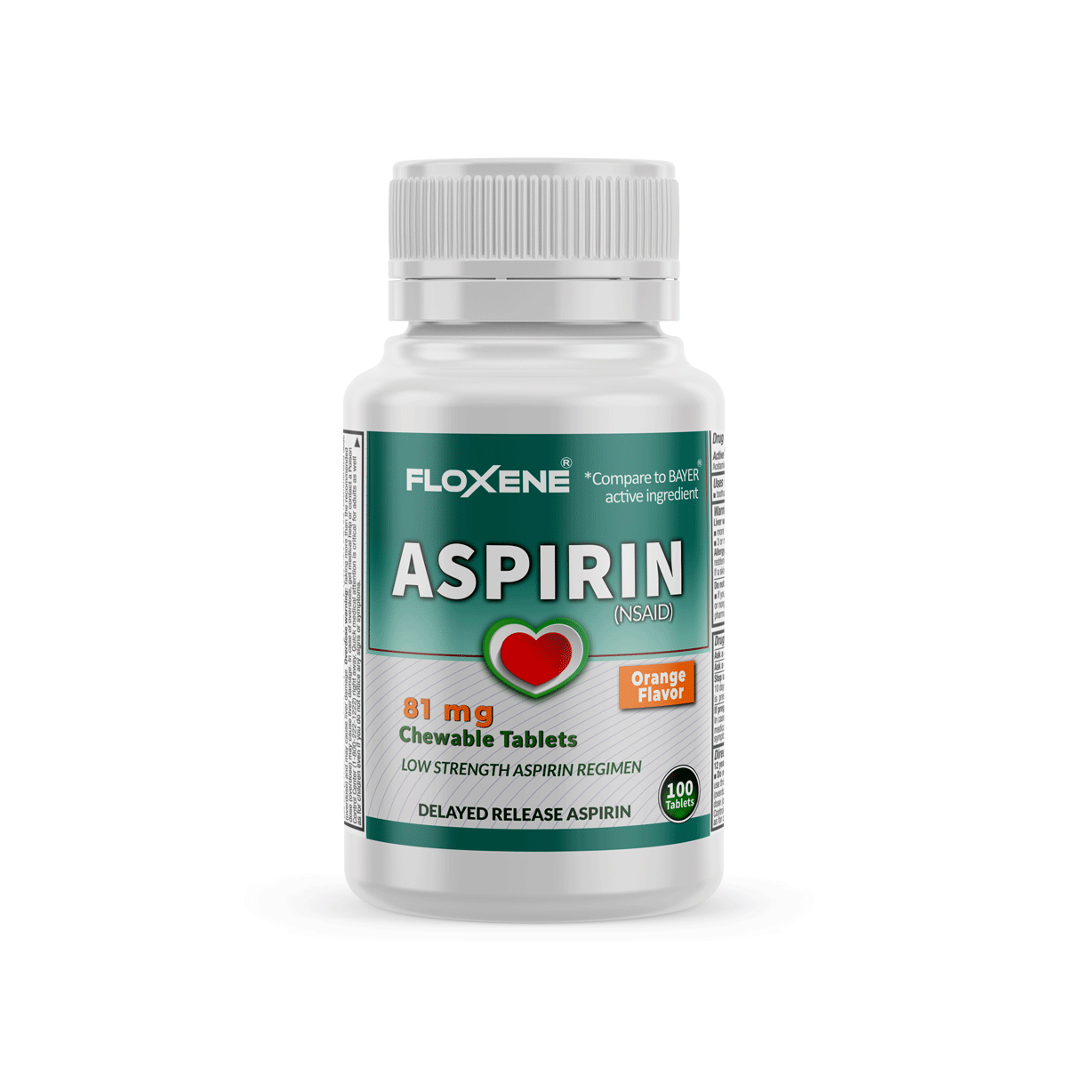 Aspirin Low Dose 81 mg, Chewable Tablets, Orange Flavor