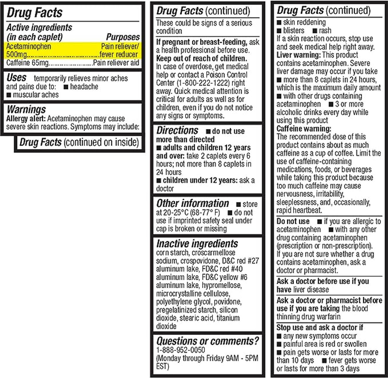 Migraine Relief, Acetaminophen 500mg, Caffeine 65mg, Aspirin Free Tablets, for extreme headache and Pain Reliever Aid - Image 2