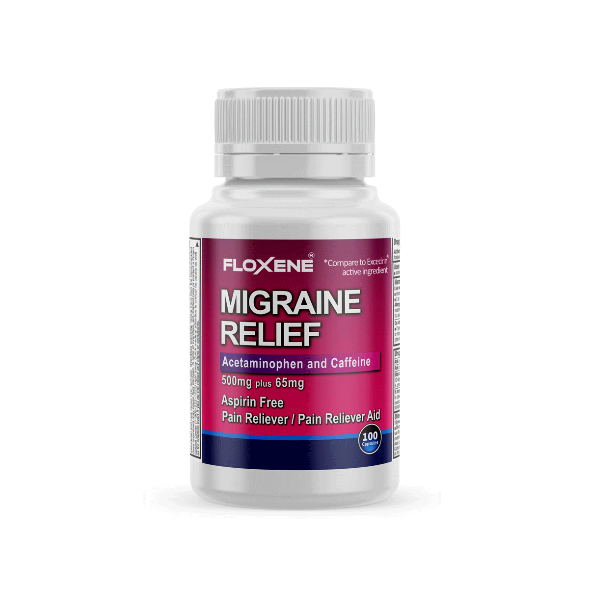 Migraine Relief, Acetaminophen 500mg, Caffeine 65mg, Aspirin Free Tablets, for extreme headache and Pain Reliever Aid