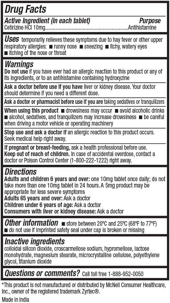 24 Hour Allergy Relief, Cetirizine Hydrochloride 10mg -Tablets - Image 3