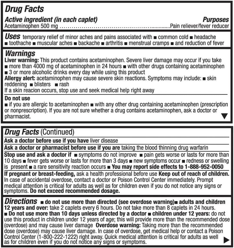 Acetaminophen 500 mg, Extra Strength Pain Relief Tablets - Image 2